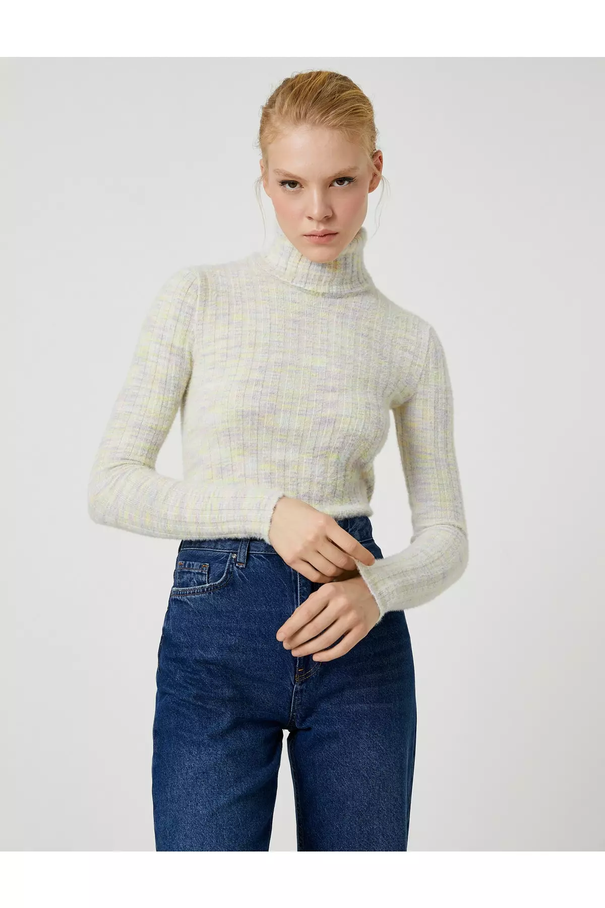 KOTON Soft Textured Turtleneck Sweater