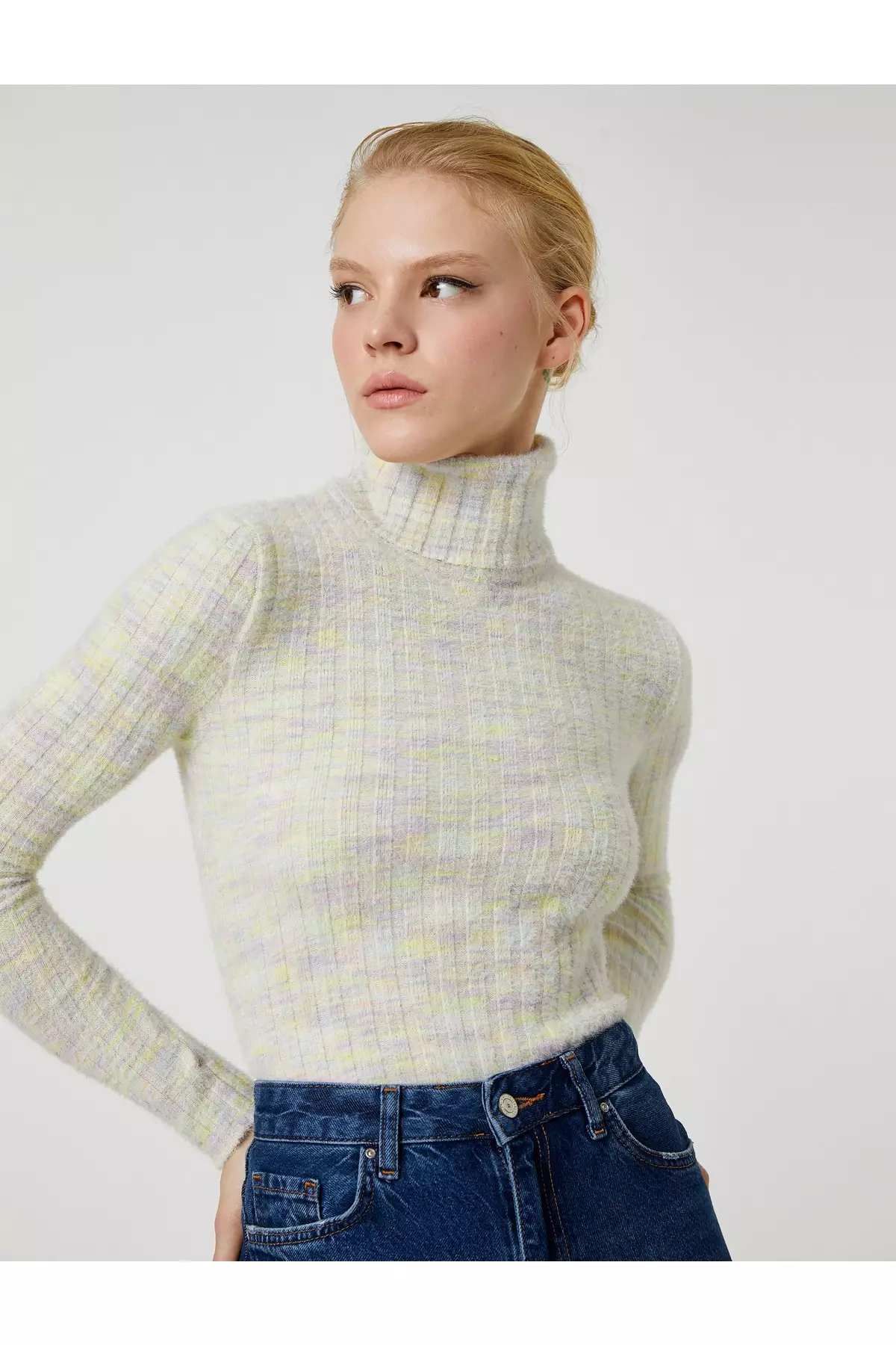 KOTON Soft Textured Turtleneck Sweater