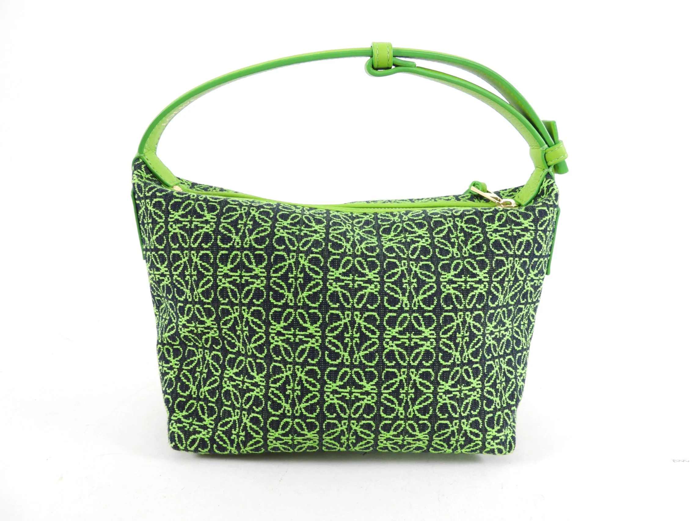 Loewe Small Lime Green Cubi Anagram Jacquard Bag