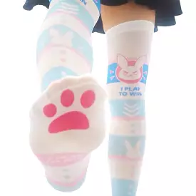 LOLITA CUTE CAT CLAW BUNNY PRINT KNEE SOCKS BY50045