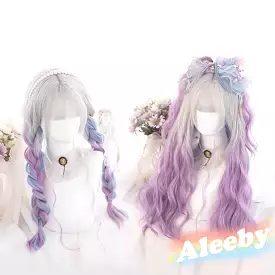 LOLITA GRAY BLUE PURPLE GRADIENT LONG CURLY WIG BY60048