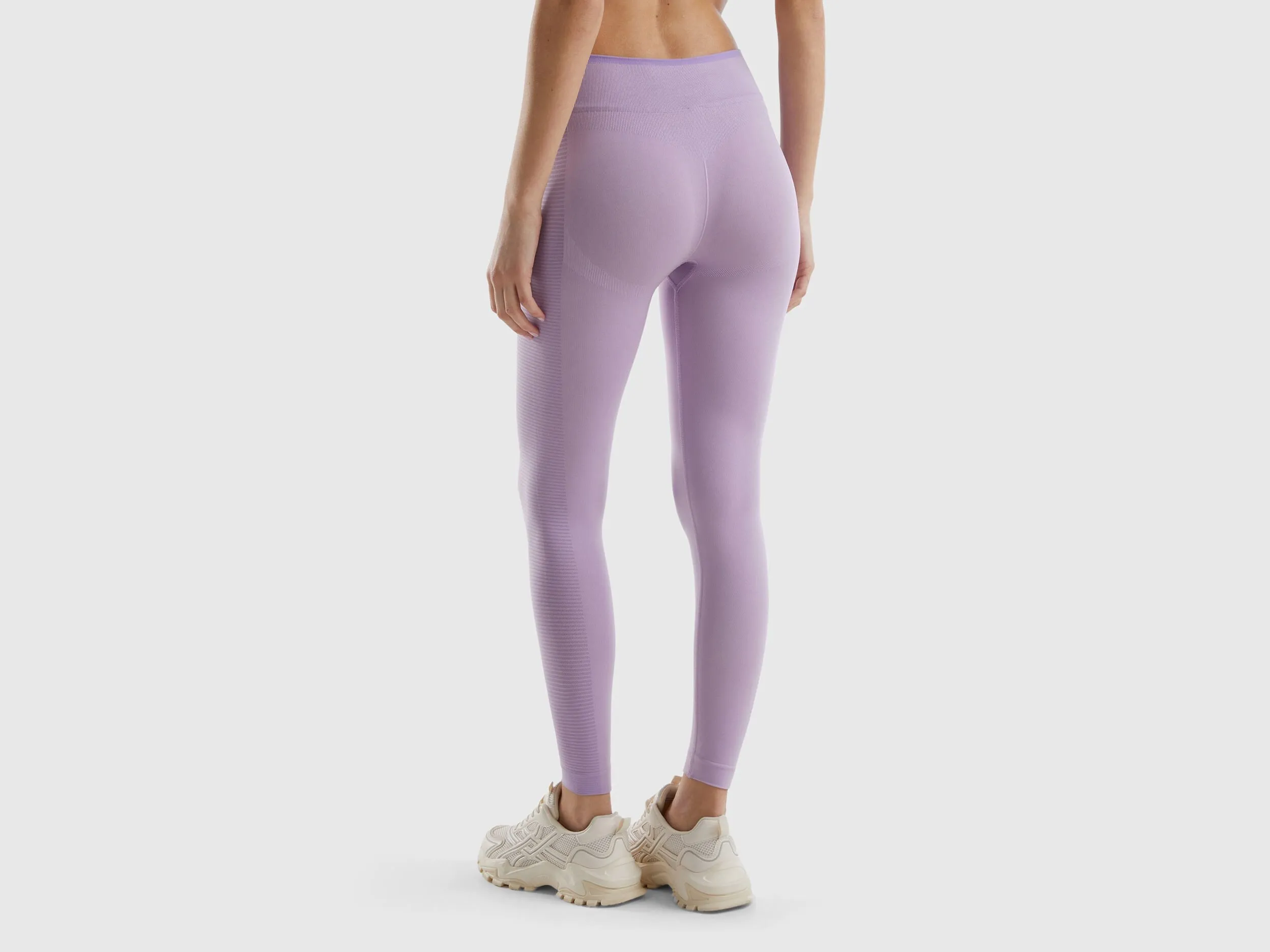 Long seamless sports leggings - Lilac | Benetton