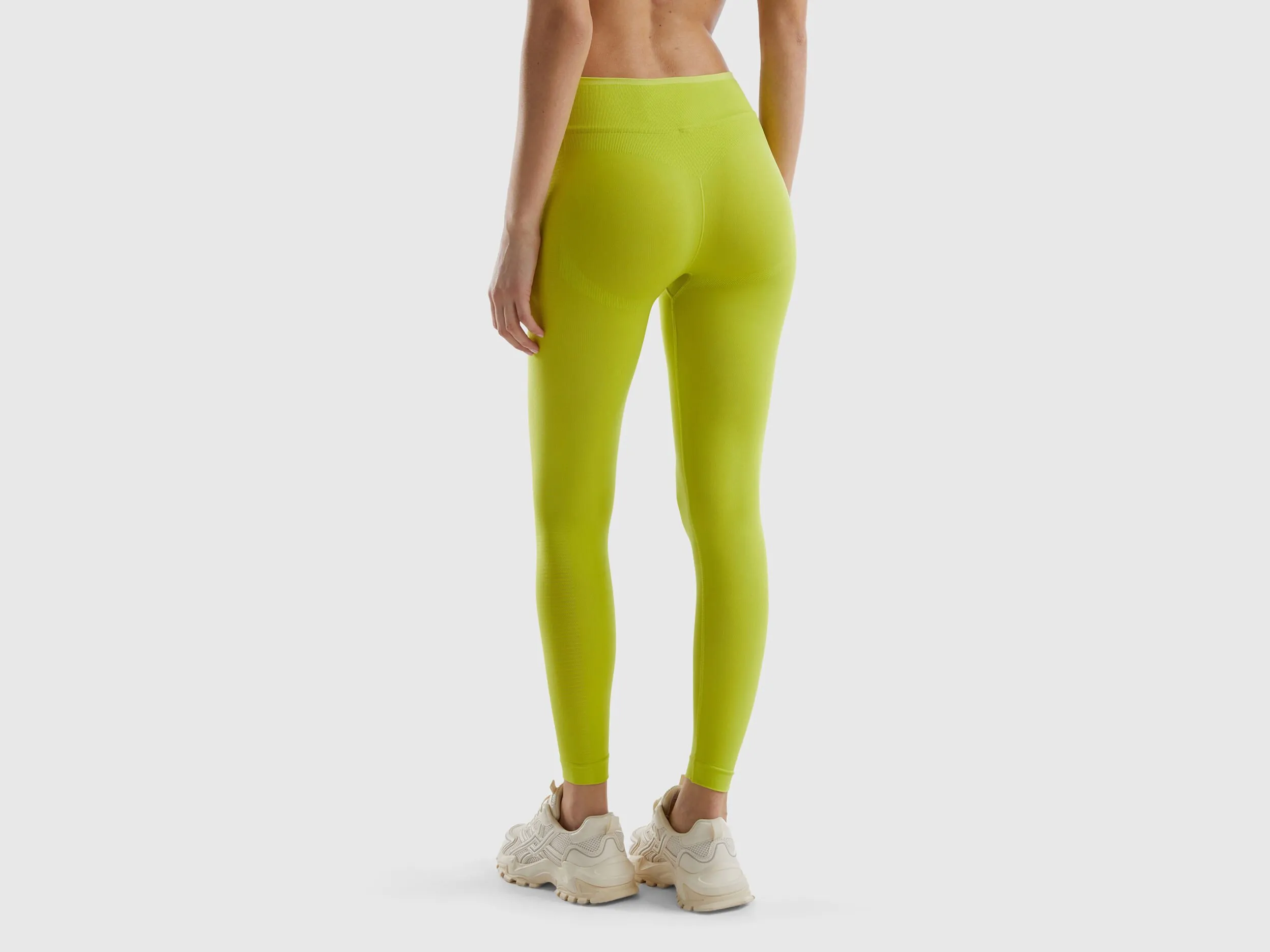 Long seamless sports leggings - Lime | Benetton