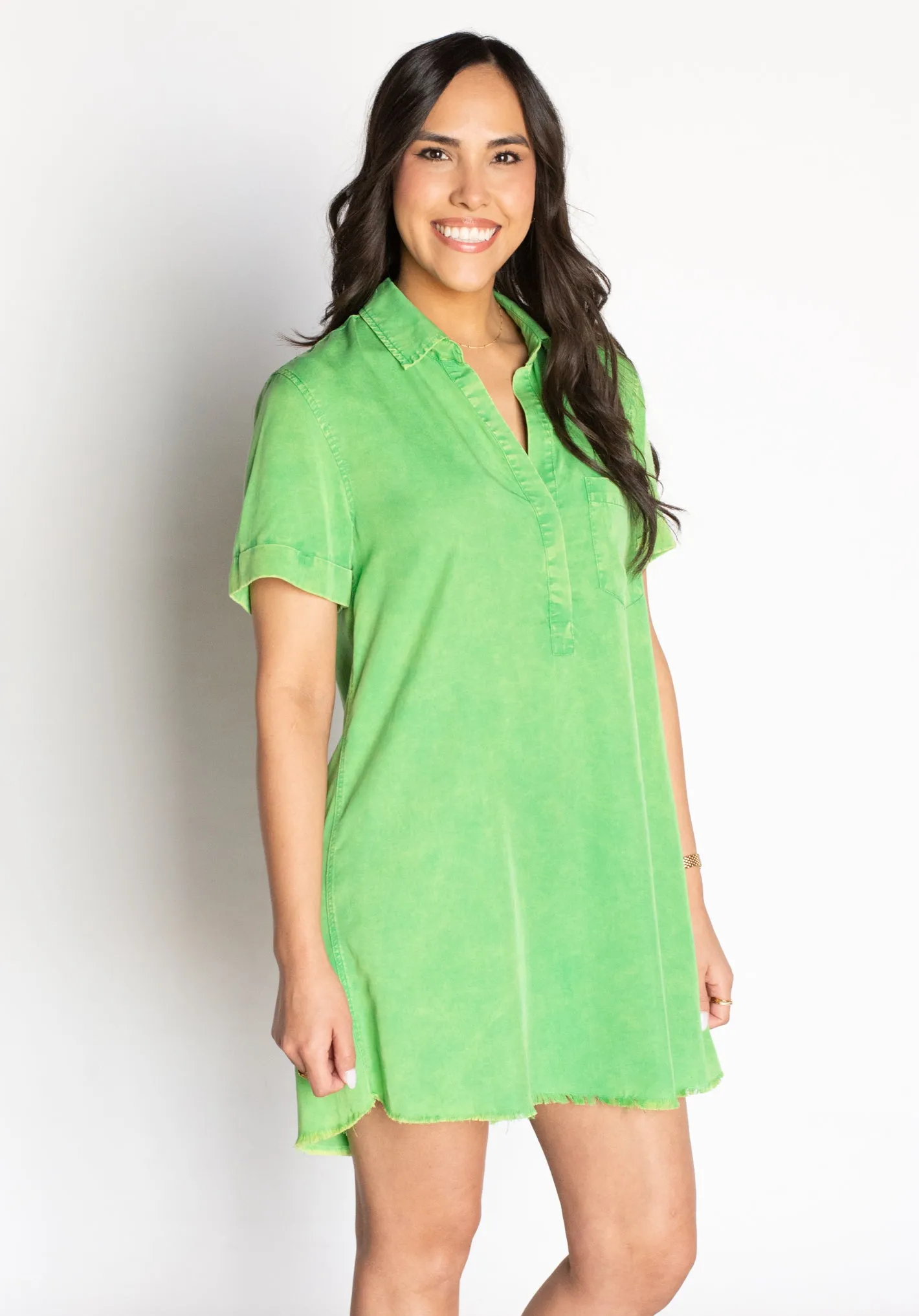 Loving the Sunshine Green Chambray Dress