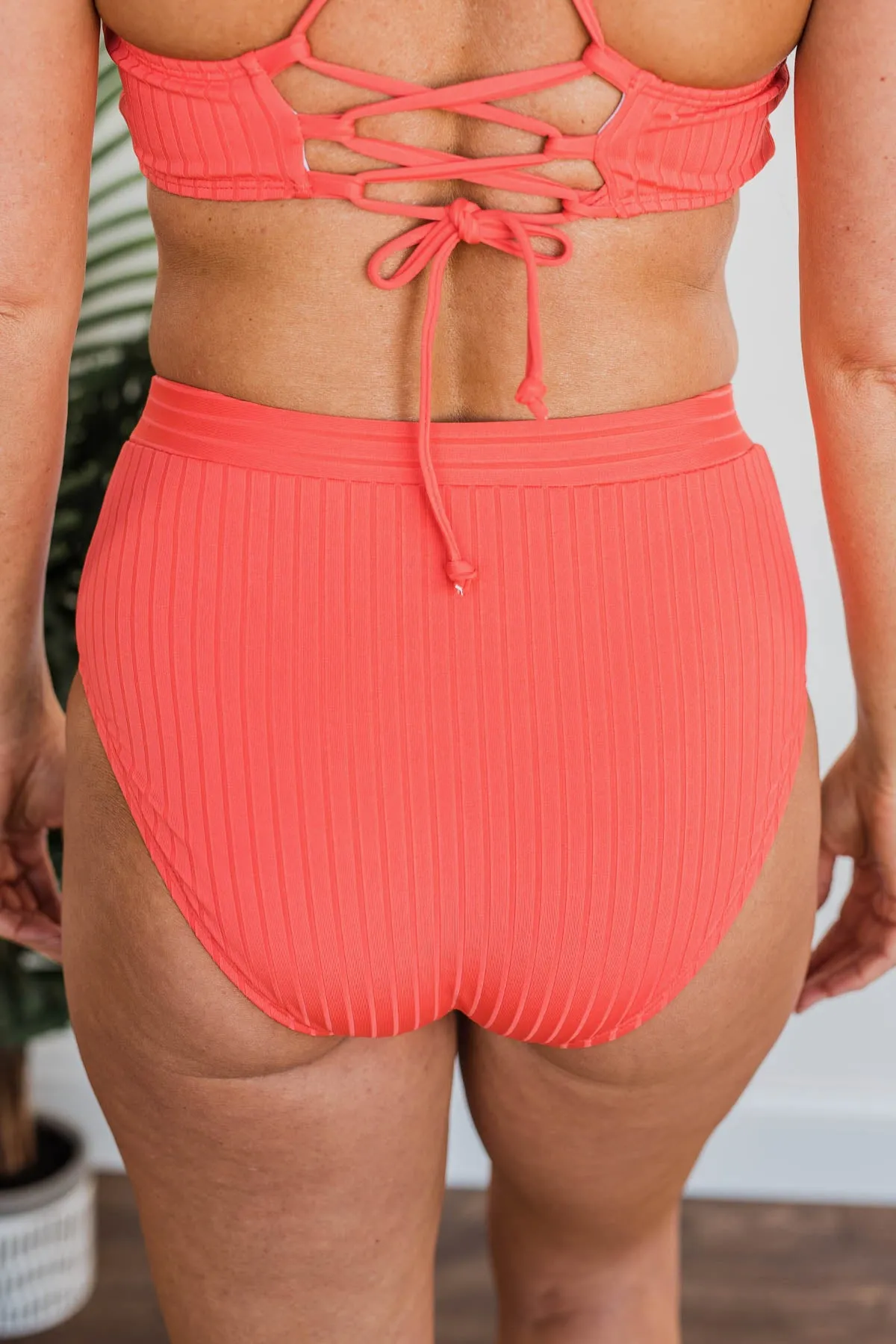 Making Waves High-Rise Swim Bottoms- Tomato