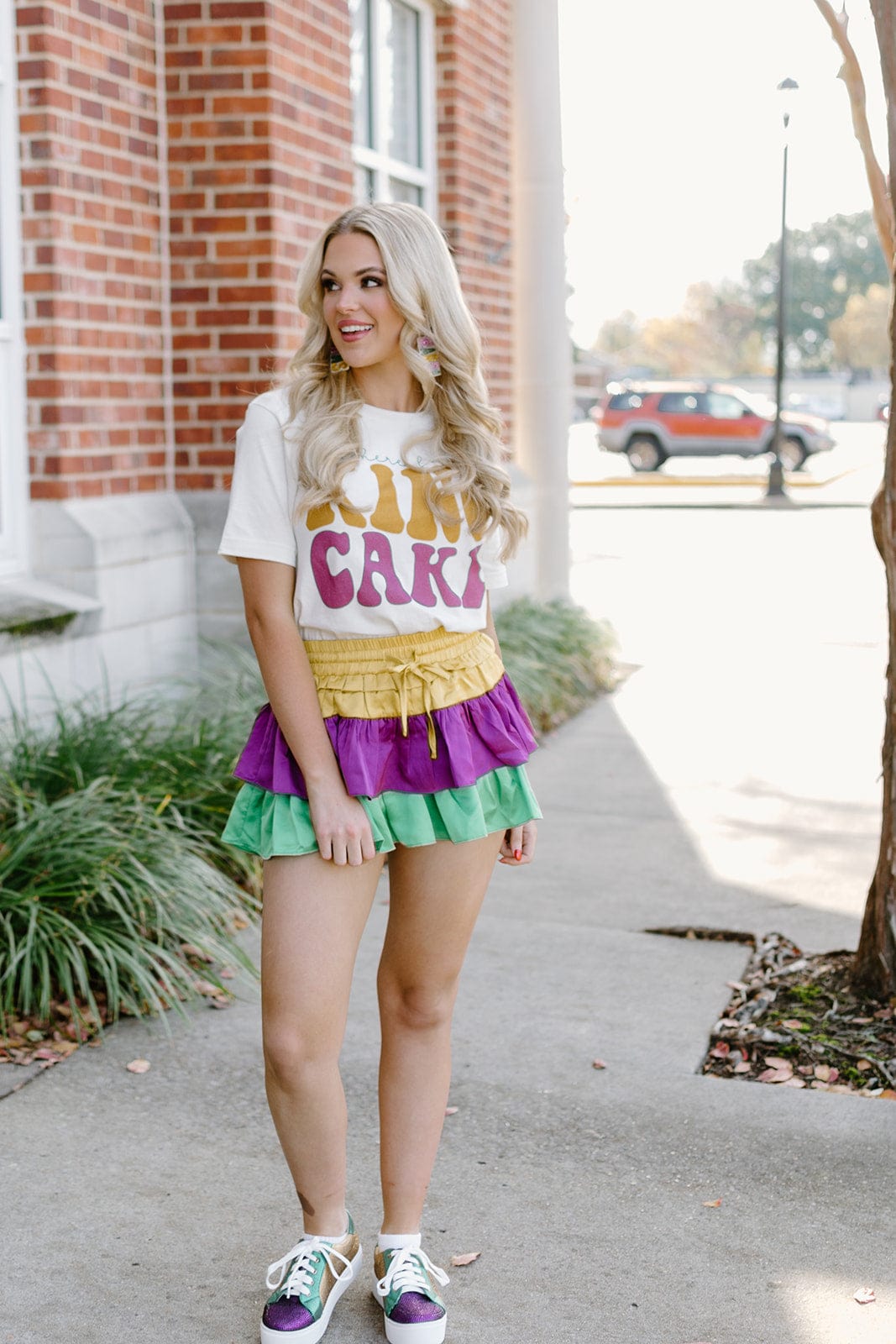 Mardi Gras Satin Ruffle Skort