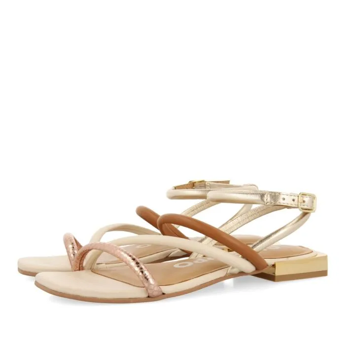 MULTICOLOR LEATHER SANDALS WITH METALLICS FOR WOMEN LATAH