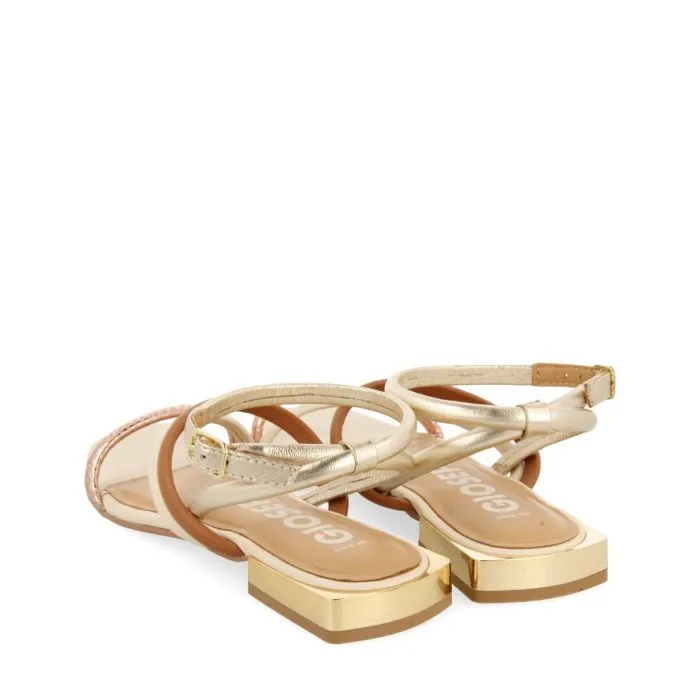 MULTICOLOR LEATHER SANDALS WITH METALLICS FOR WOMEN LATAH