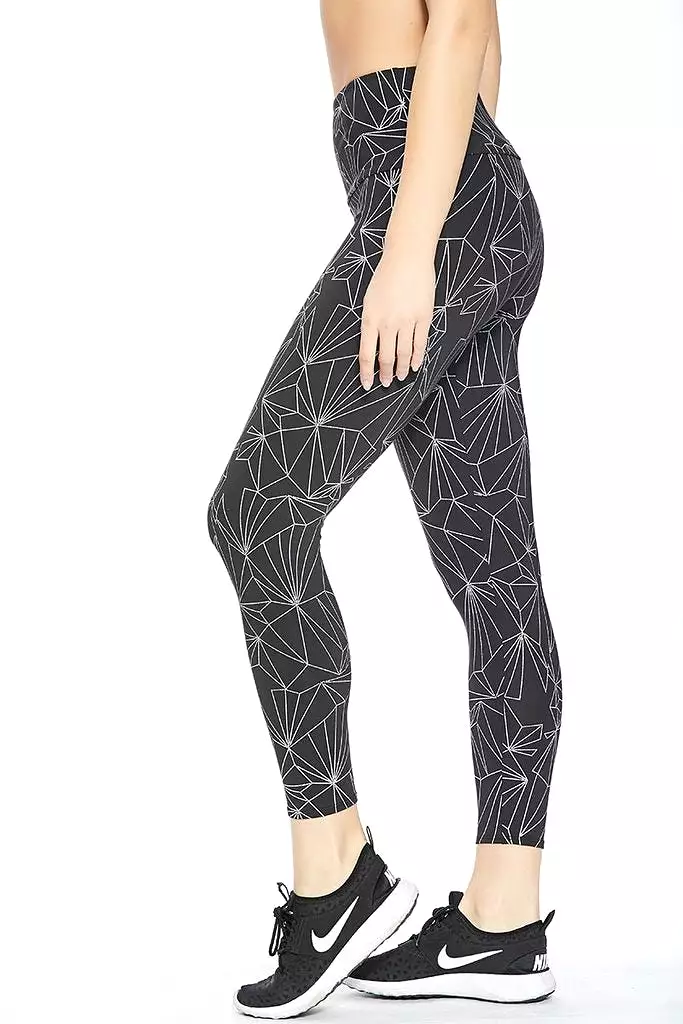 Onzie High Rise Midi Legging Black Reflective