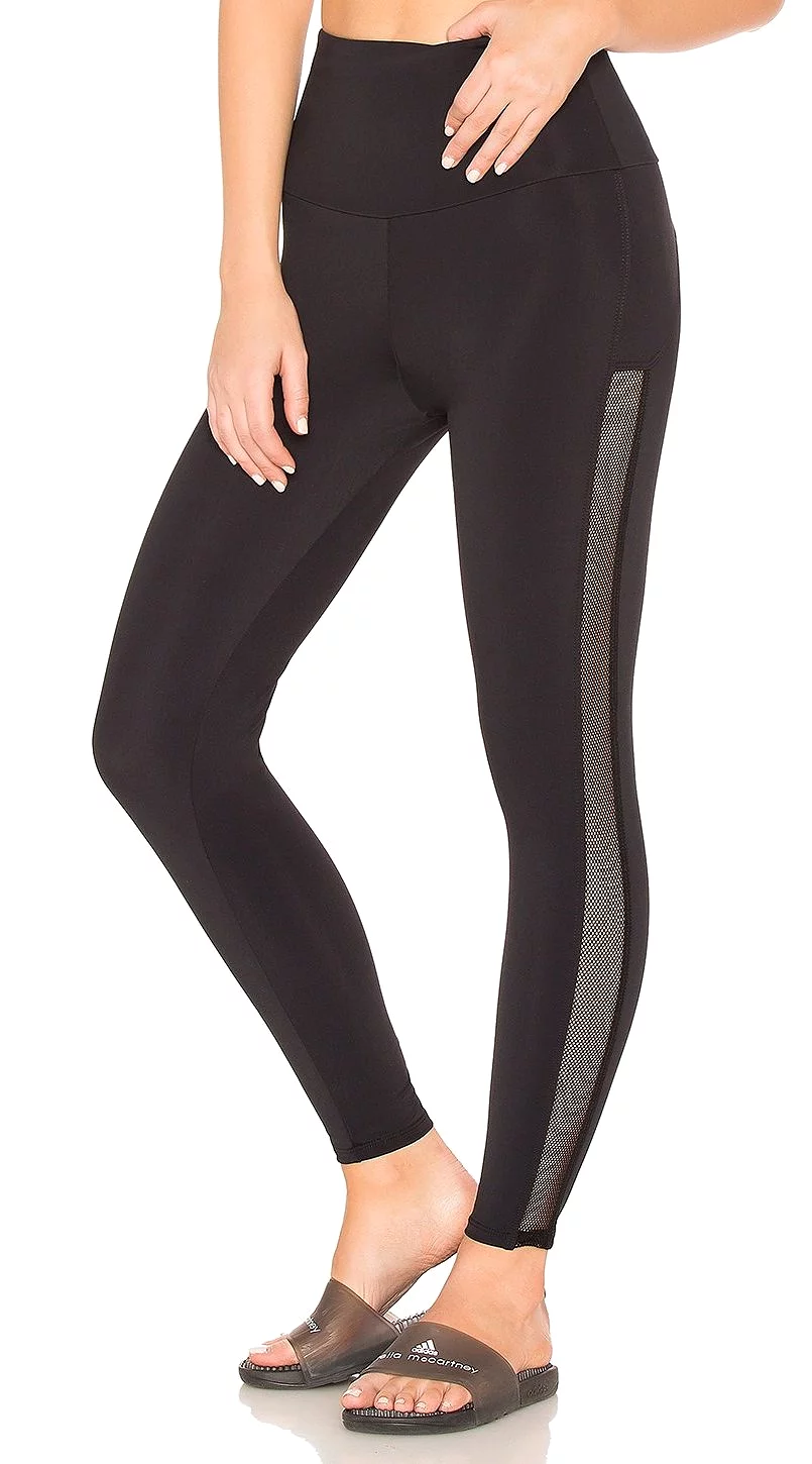 Onzie High Rise Side Runner Mesh Legging Black