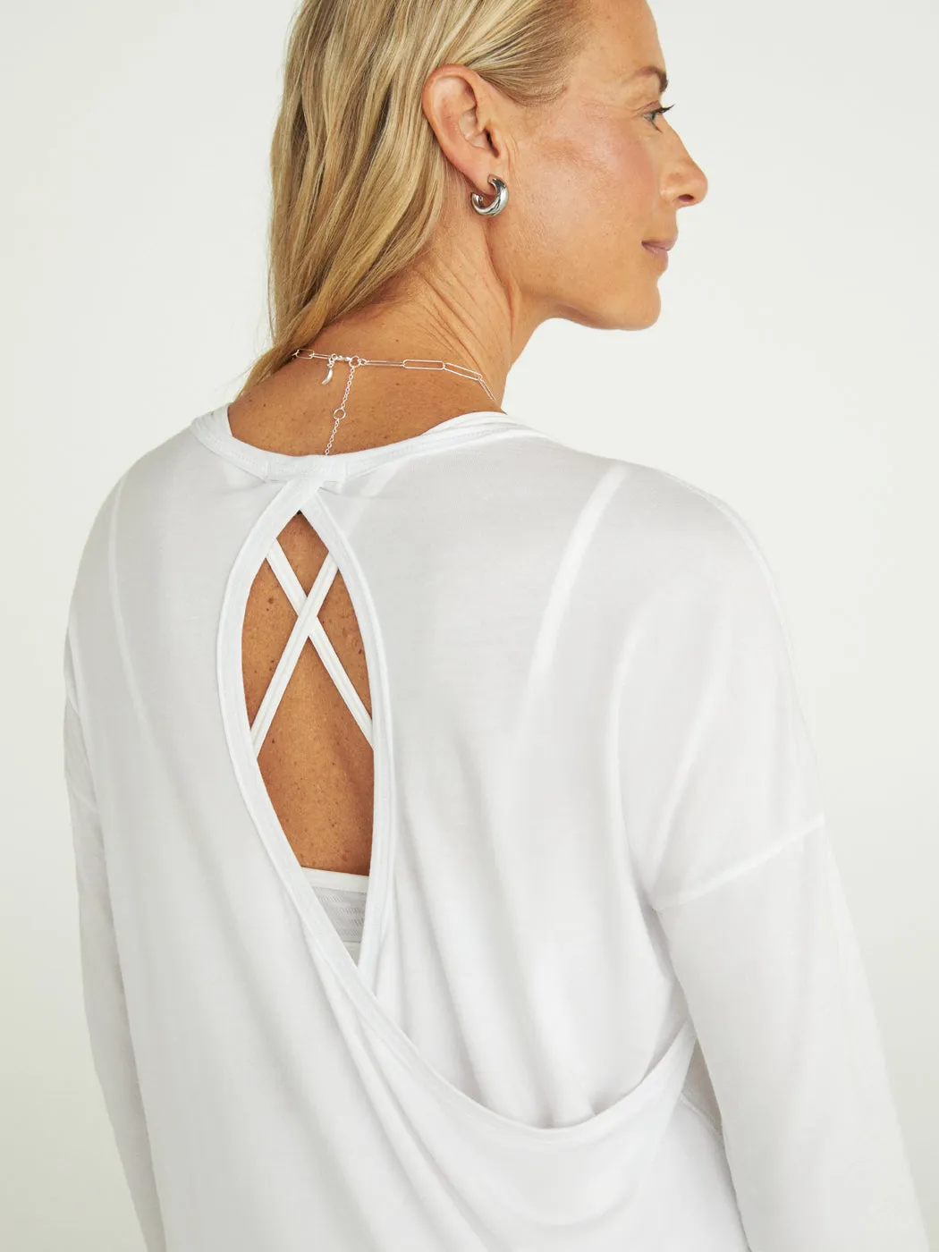 Open Back Long Sleeve - White