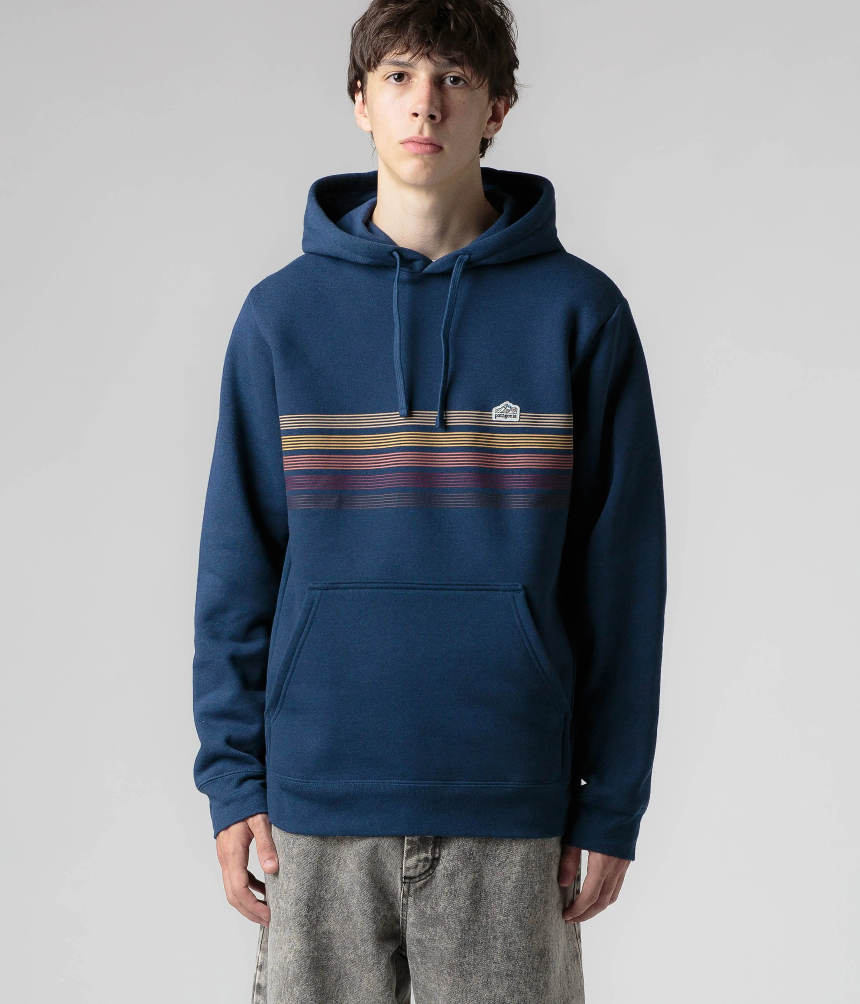 Patagonia Line Logo Ridge Stripe Uprisal Hoodie - Lagom Blue