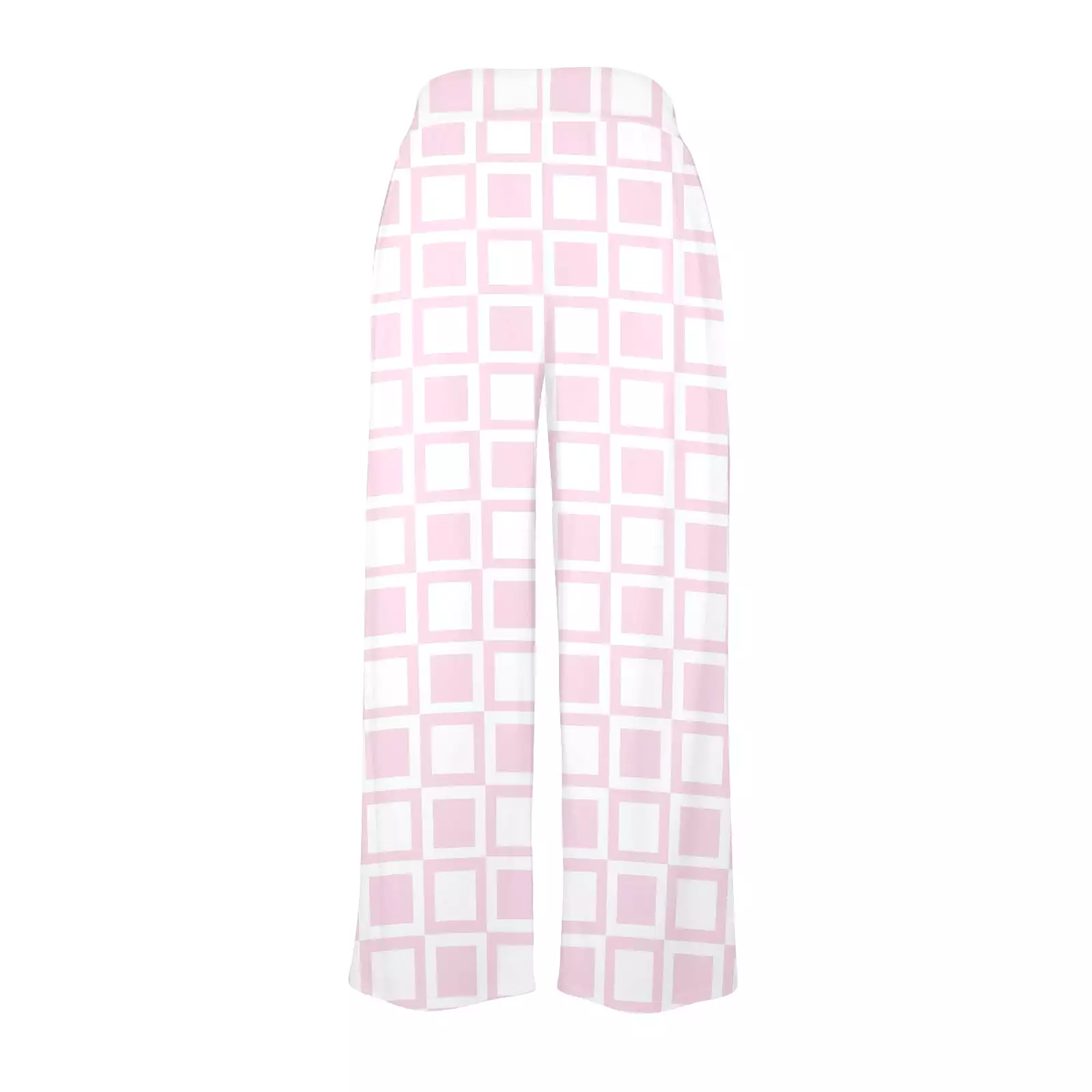 PINK WHITE SQUARE PRINT 4 Women's Wide Leg Lounge Pants (Model L77)