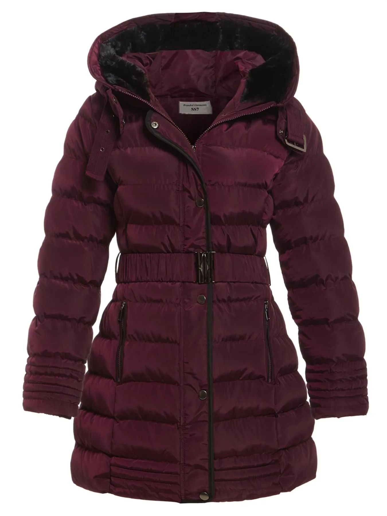 Plus Size Womens Padded Winter Parka Coat, Wine, Black, Navy, UK Sizes 16 to 26