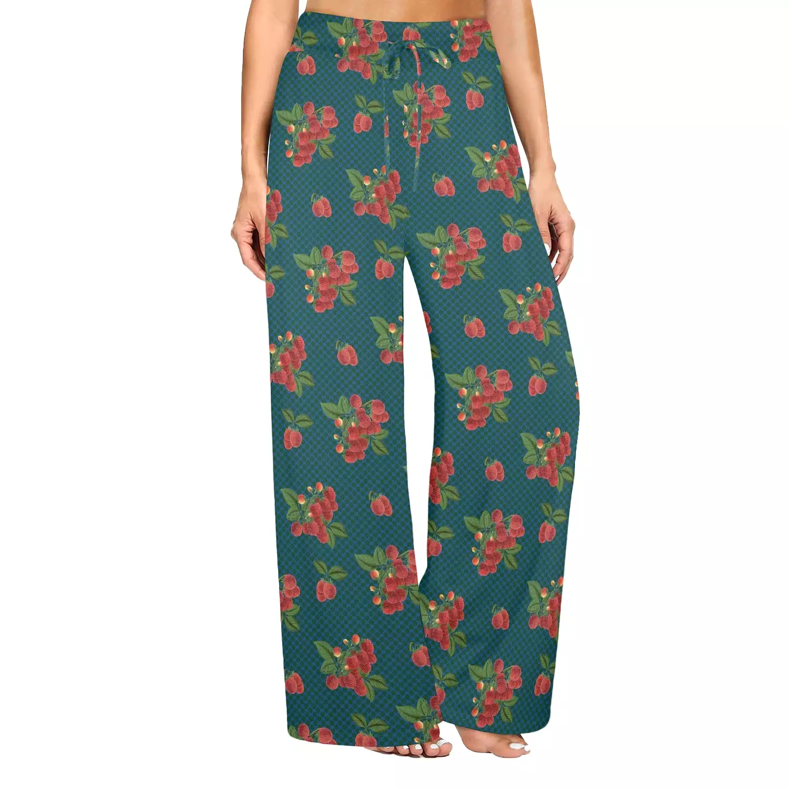 raspberry petals print 2 Women's Wide Leg Lounge Pants (Model L77)