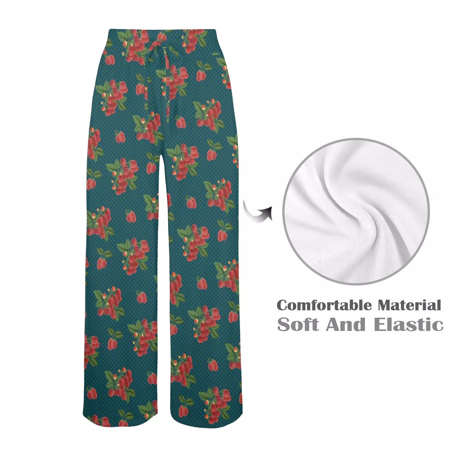 raspberry petals print 2 Women's Wide Leg Lounge Pants (Model L77)