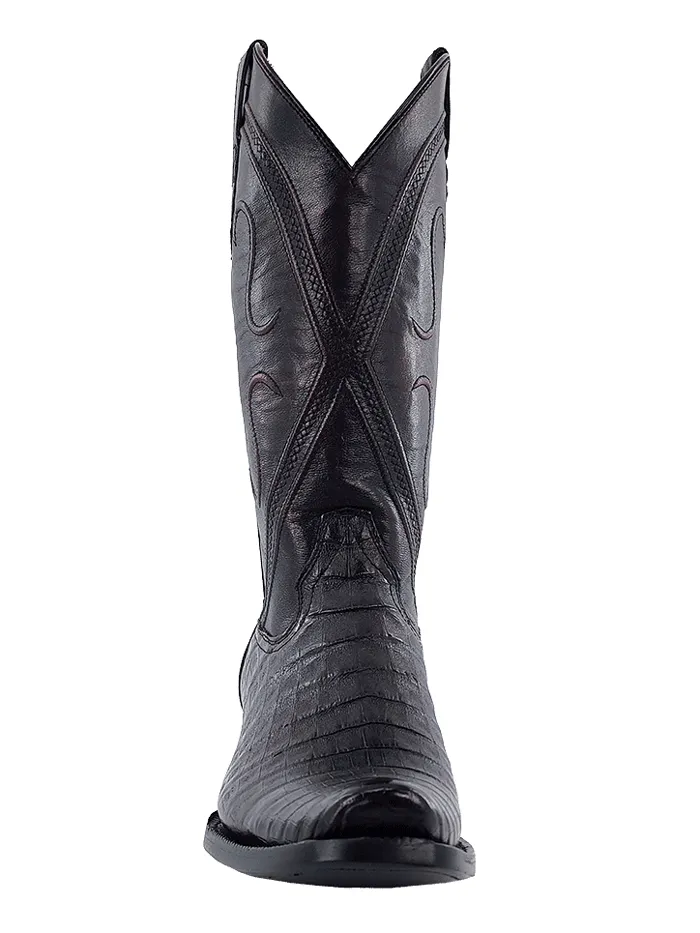 R.Watson RW2002-1 Mens Caiman Belly Western Boots Black Cherry