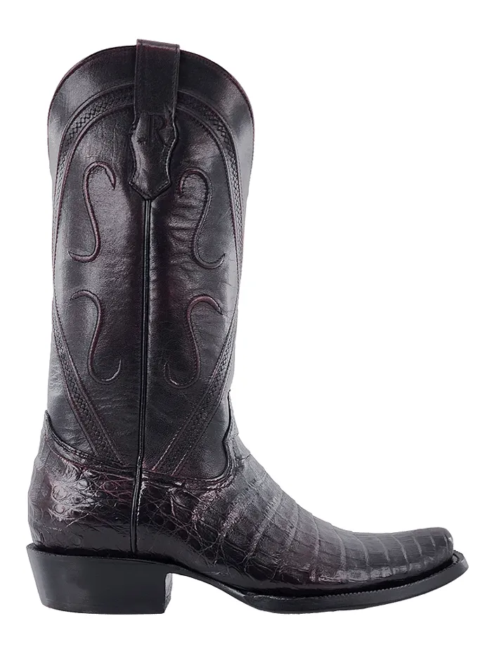 R.Watson RW2002-1 Mens Caiman Belly Western Boots Black Cherry