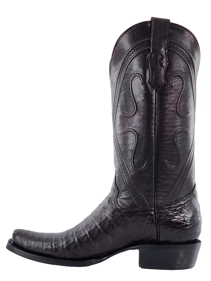 R.Watson RW2002-1 Mens Caiman Belly Western Boots Black Cherry