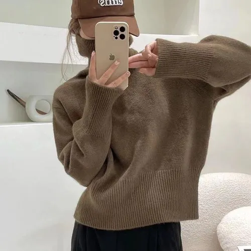 Simple Style Solid Color Polyacrylonitrile Fiber Round Neck Long Sleeve Regular Sleeve Patchwork Sweater