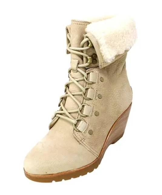 Sorel Women’s After Hours Lace Up Shea Boots (Oatmeal/Tan)