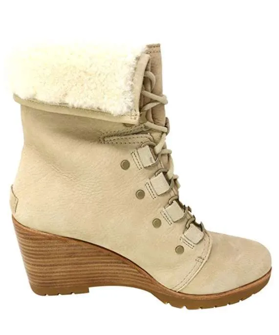 Sorel Women’s After Hours Lace Up Shea Boots (Oatmeal/Tan)