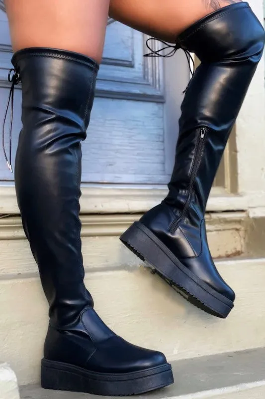 Stretch OTK Wedge Boots