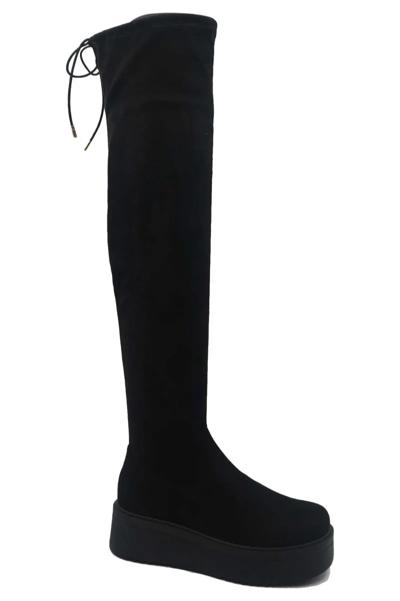 Stretch OTK Wedge Boots