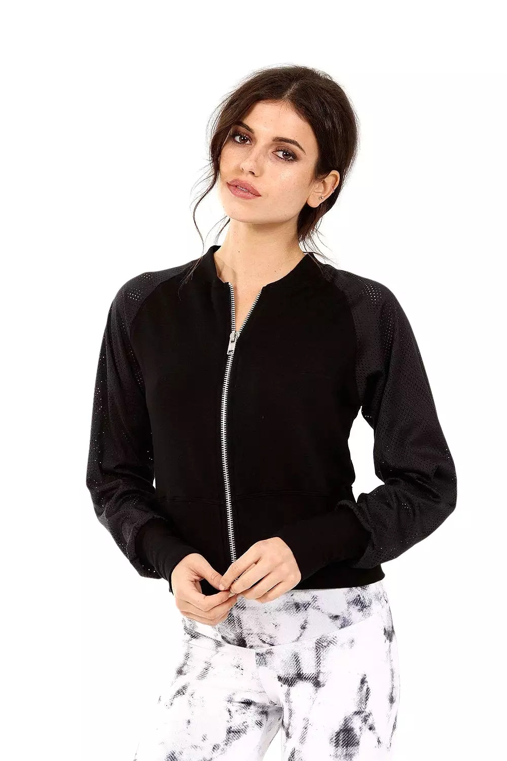 Strut This Jagger Zip Up Mesh Bomber Jacket