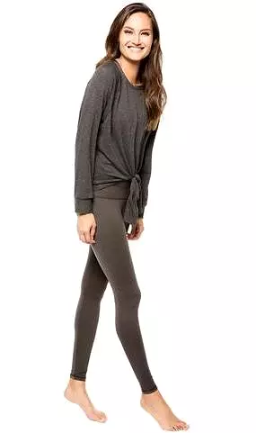 Strut This Sky Sweatshirt Tie Front Dark Gray