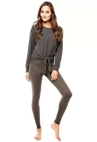 Strut This Sky Sweatshirt Tie Front Dark Gray