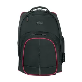 Targus TSB75001AP  16 Compact Rolling Backpack-Black/Red 2in 1 Single Hand Trolley Backpack