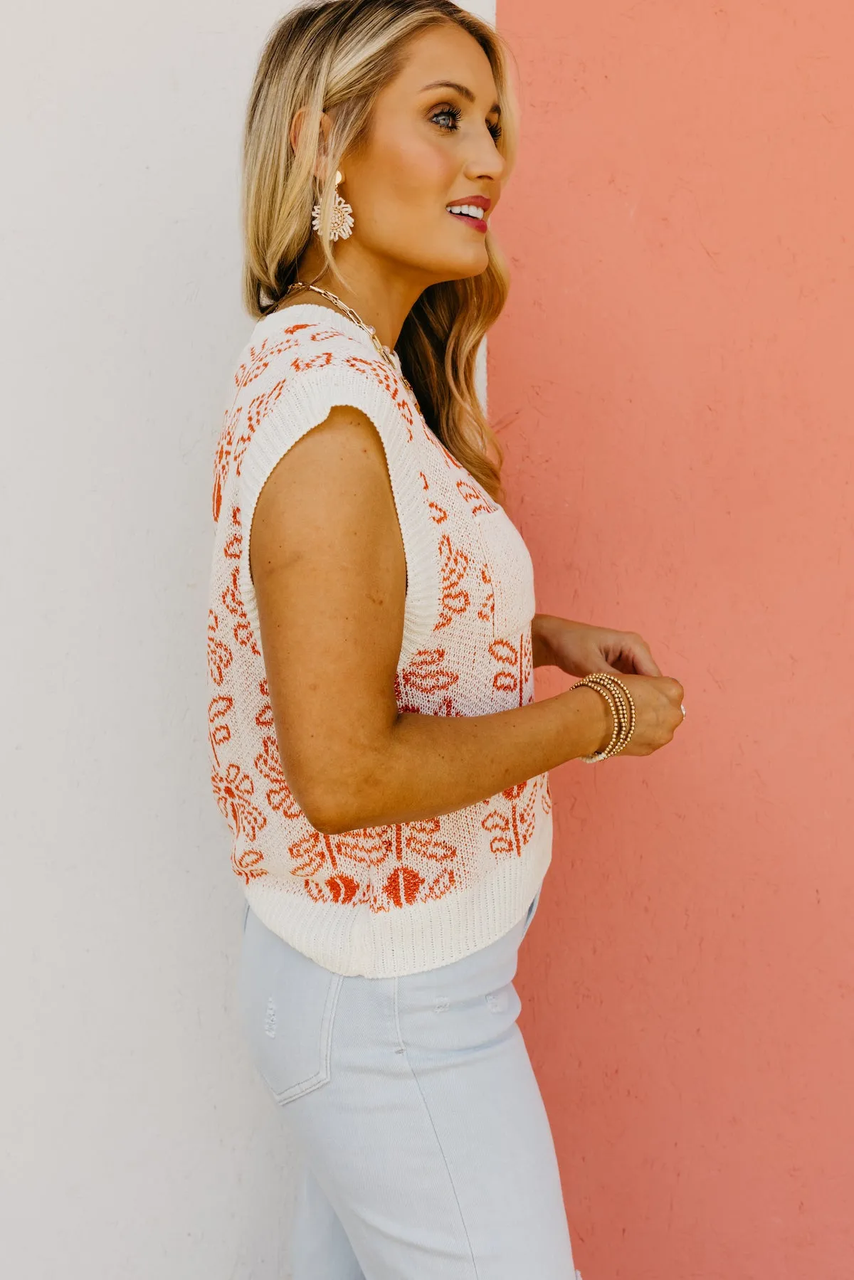 The Aisha Floral Sleeveless Sweater Top