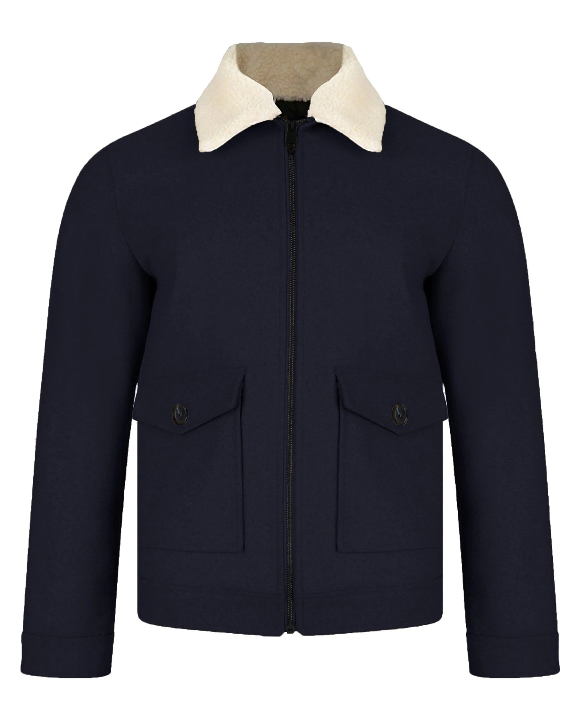 Threadbare Belgrave Sherpa Collar Donkey Jacket Navy