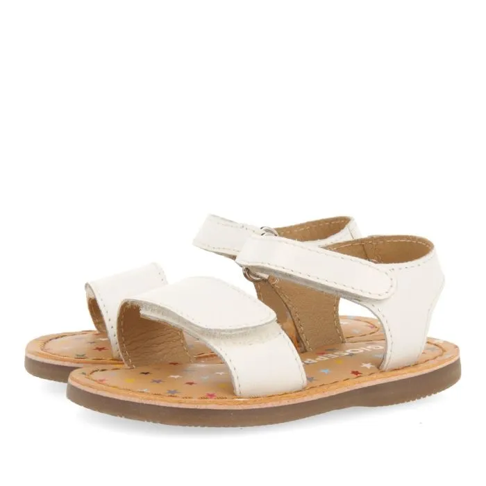 WHITE LEATHER SANDALS WITH FANTASY PRINT FOR BABY HIMARE