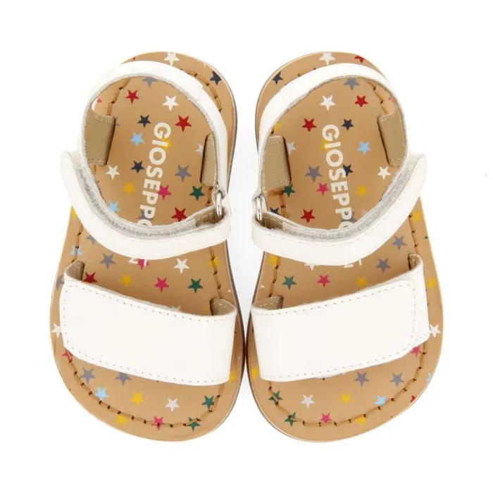 WHITE LEATHER SANDALS WITH FANTASY PRINT FOR BABY HIMARE