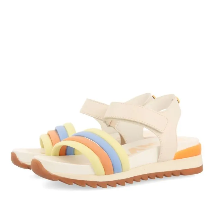 WHITE SPORTS SANDALS WITH MULTICOLOR DETAILS FOR GIRL AND BOY CLAPIERS