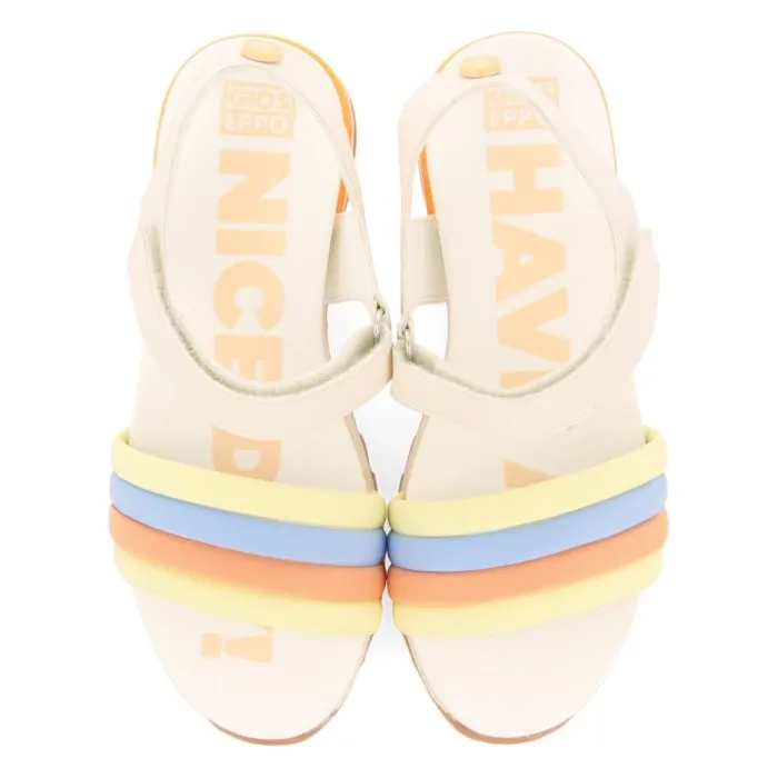 WHITE SPORTS SANDALS WITH MULTICOLOR DETAILS FOR GIRL AND BOY CLAPIERS