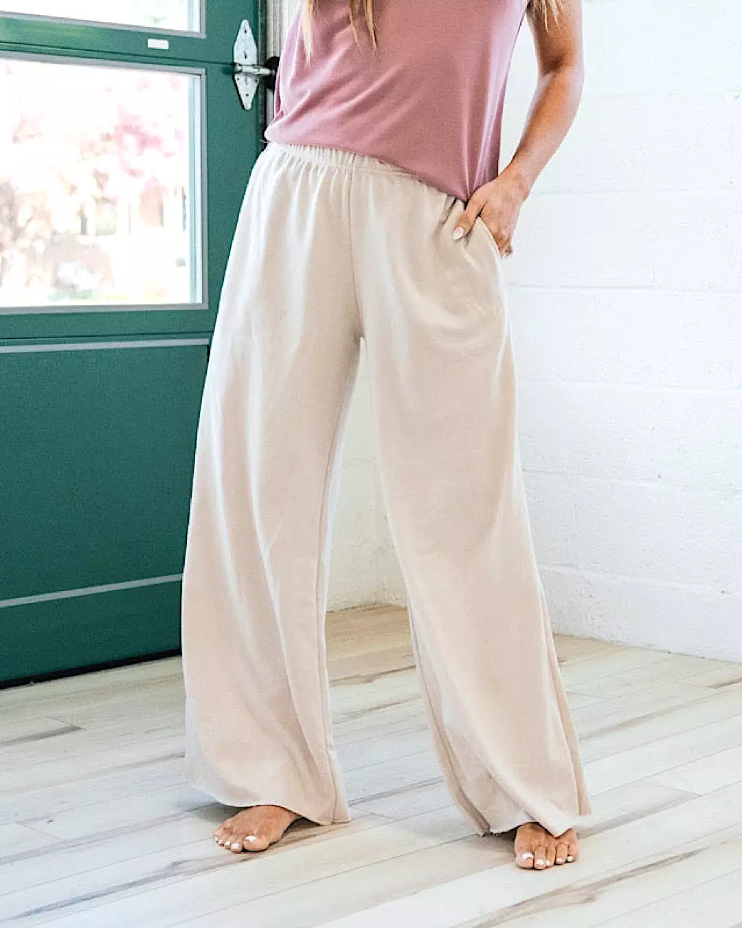 Wide Leg Lounge Pants - Sand