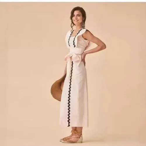 Women's Sheath Dress Casual Elegant Boat Neck Sleeveless Waves Midi Dress Holiday